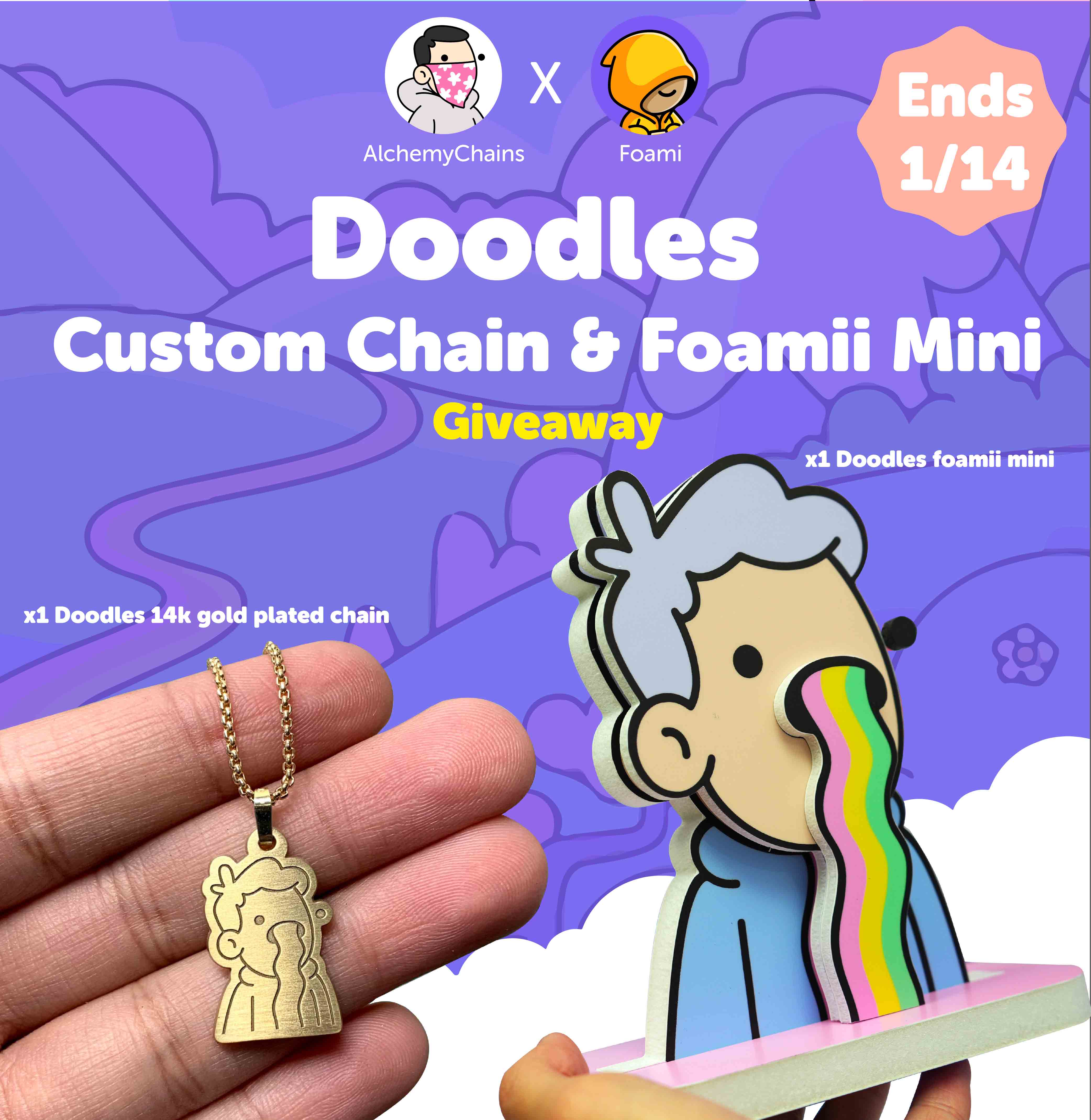 foami twitter giveaway 8 of custom Doodles mascot foamii - custom nft foam physicals for web3