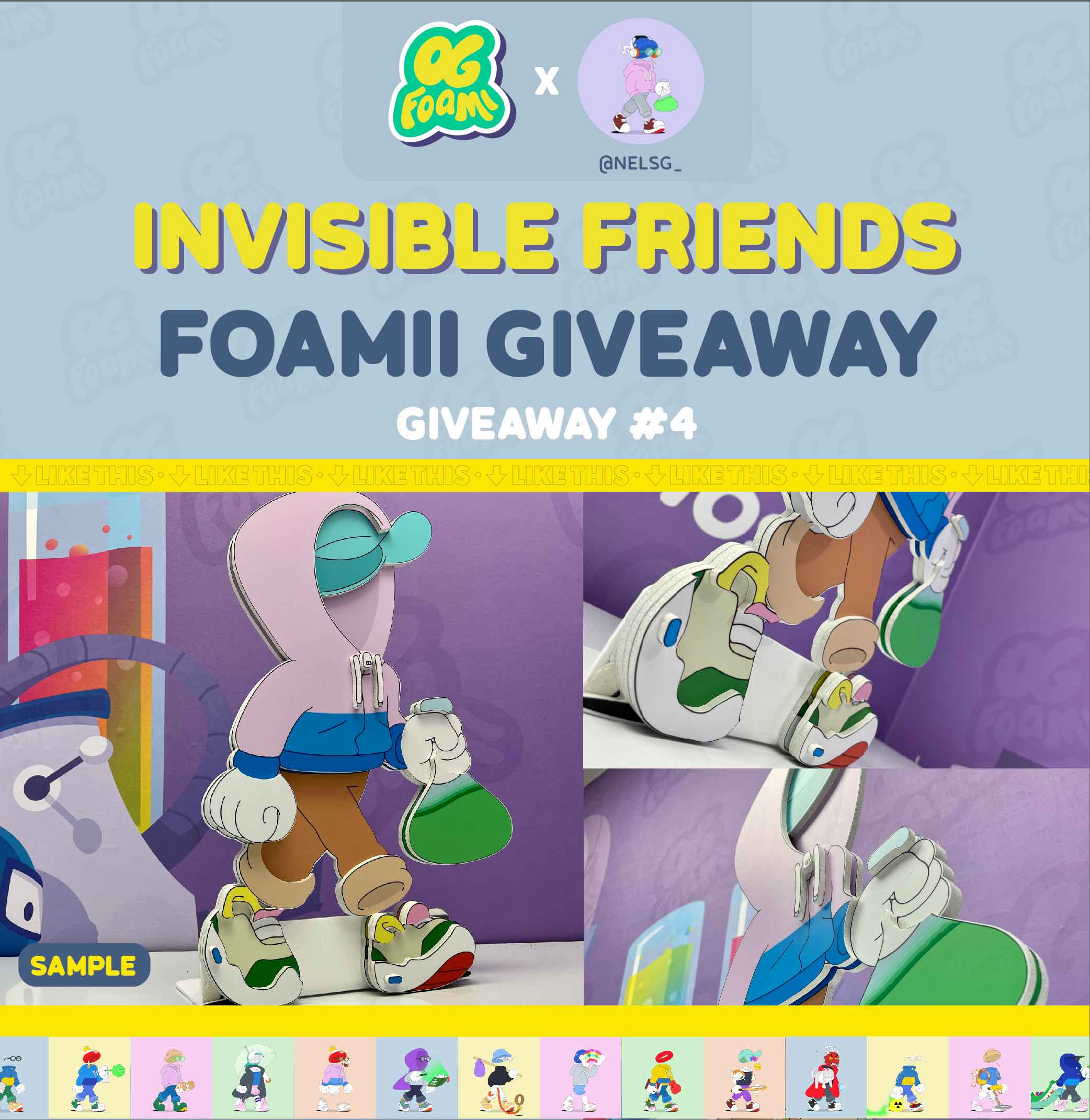foami twitter giveaway 4 of Invisible Friends nft project - custom nft foam physicals for web3
